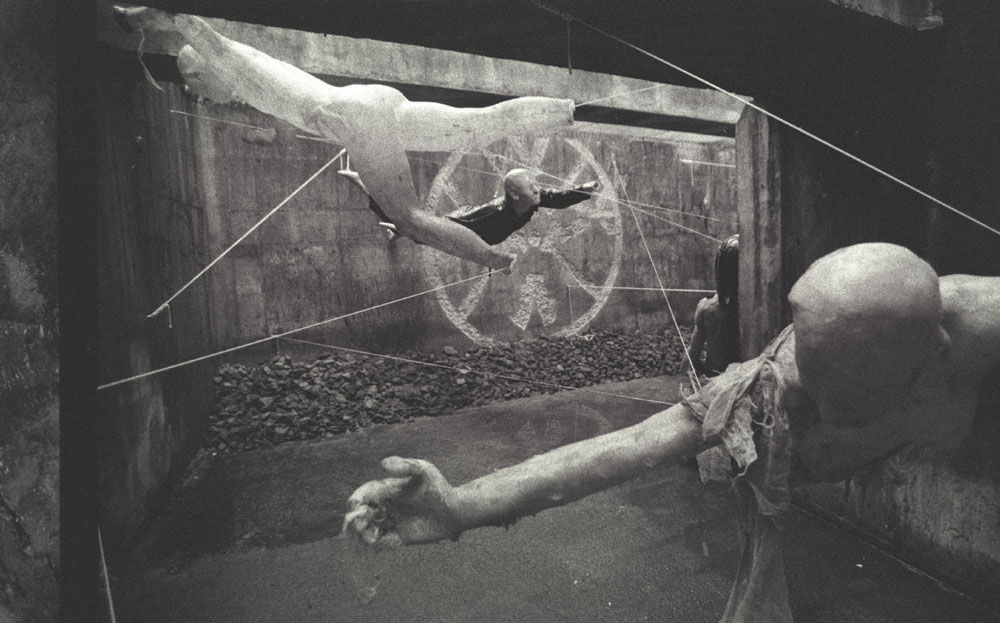 Sculptures and carvings in a tunnel.