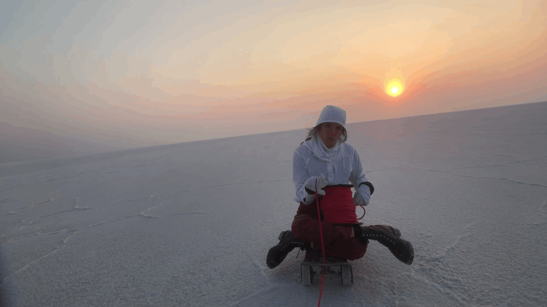 Breaking up on a skateboard.