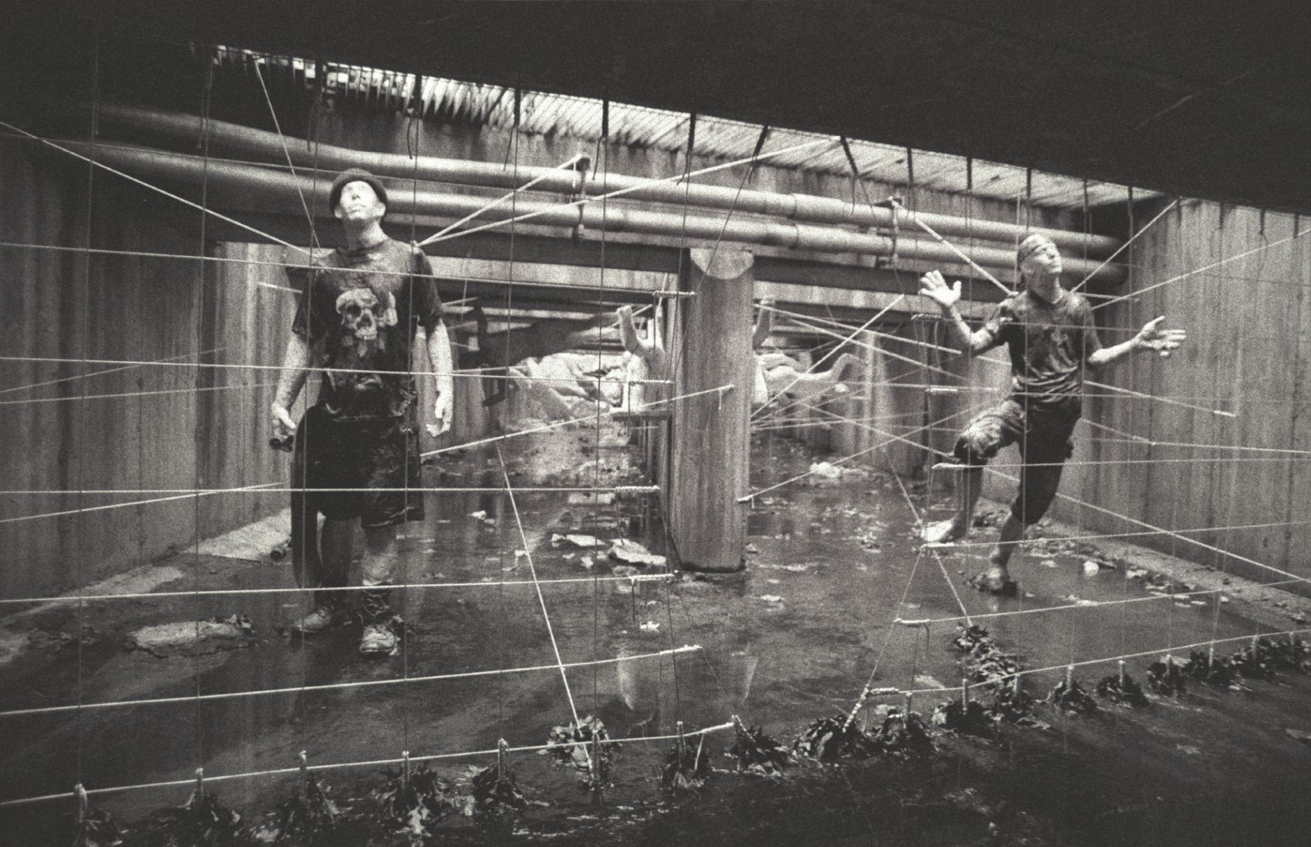 Statues in a tunnel.